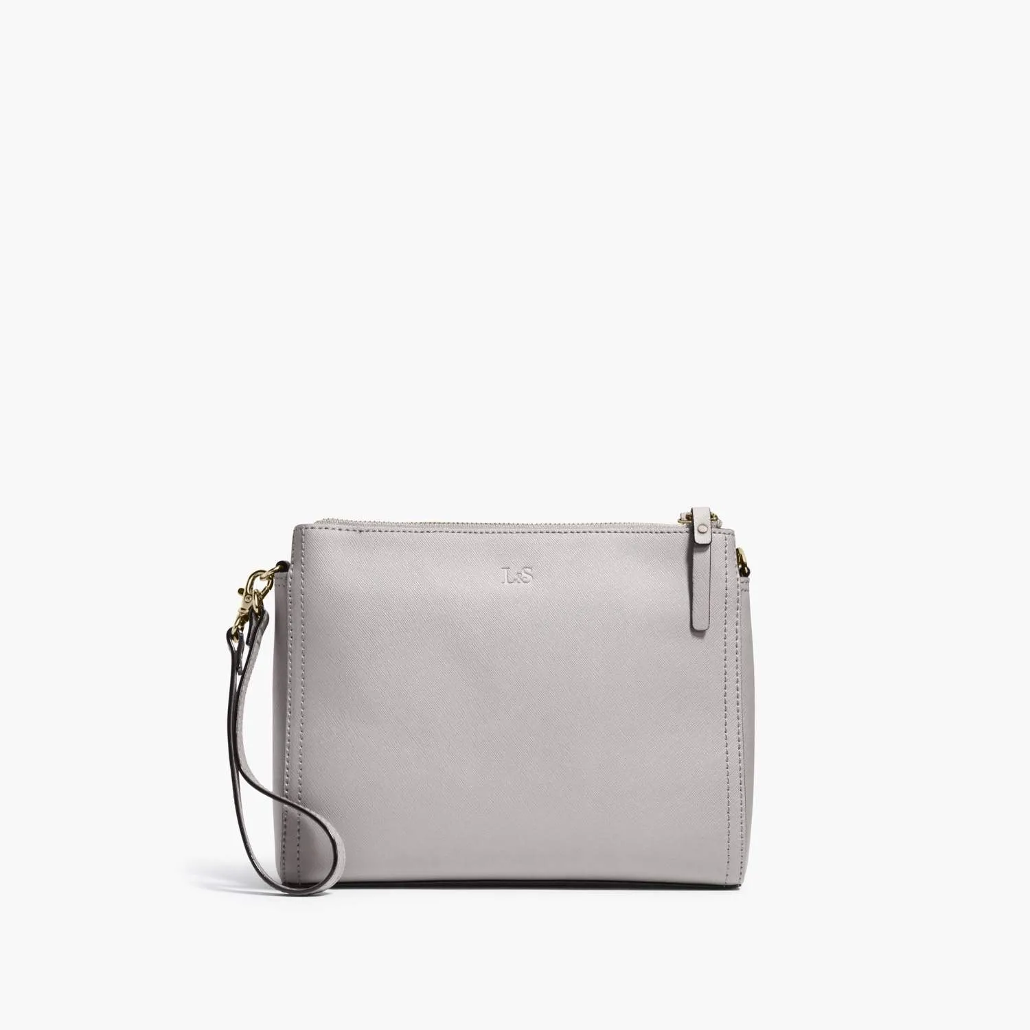 The Pearl - Saffiano Leather - Light Grey / Gold / Grey