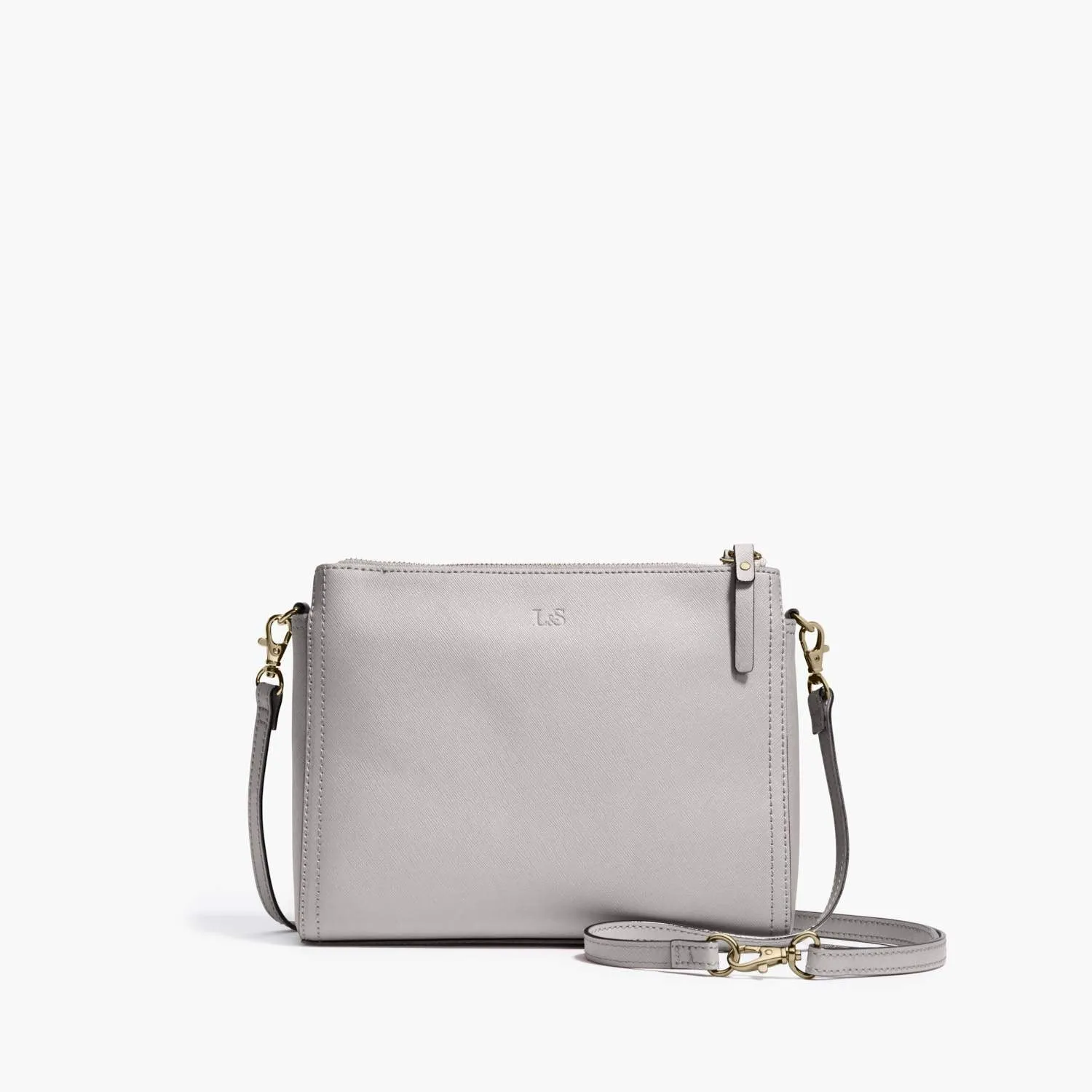 The Pearl - Saffiano Leather - Light Grey / Gold / Grey