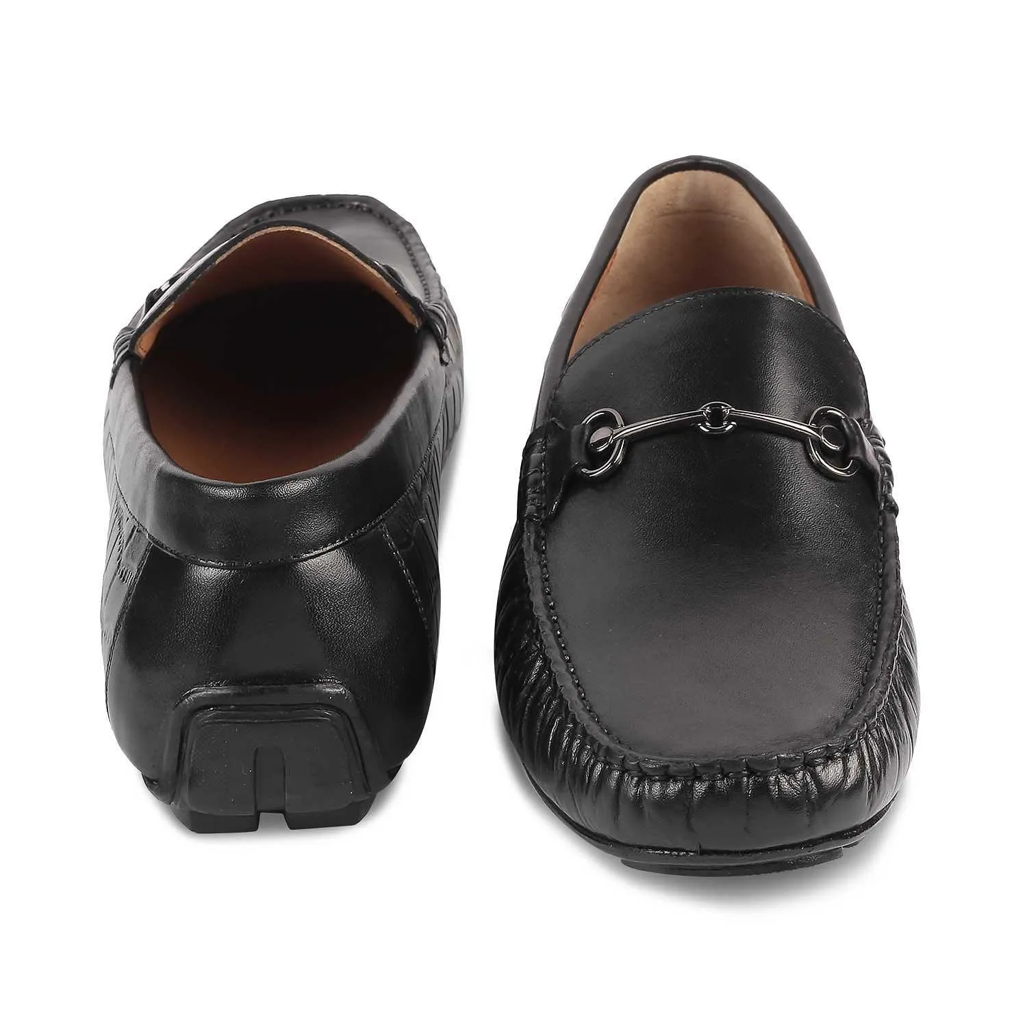 The Port Black Men's Leather Driving Loafers Tresmode