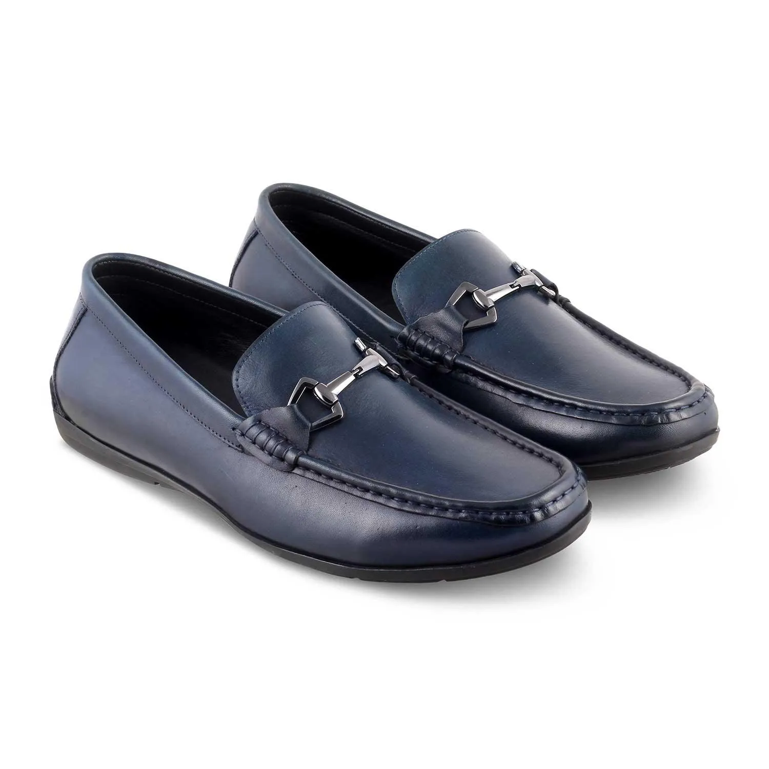 The Rhodes Blue Men's Leather Driving Loafers Tresmode