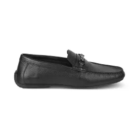 The Sandee Black Men's Leather Driving Loafers Tresmode