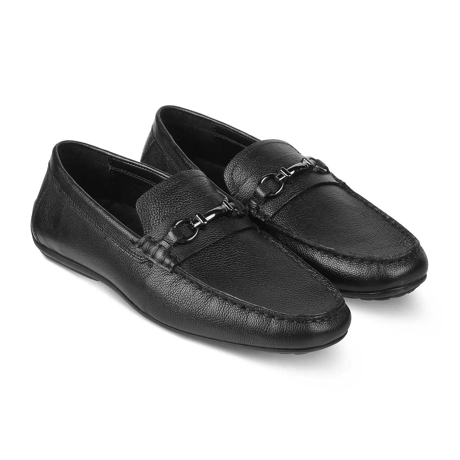 The Sandee Black Men's Leather Driving Loafers Tresmode