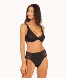 The Smooth Lace Plunge Bra: Jet Black