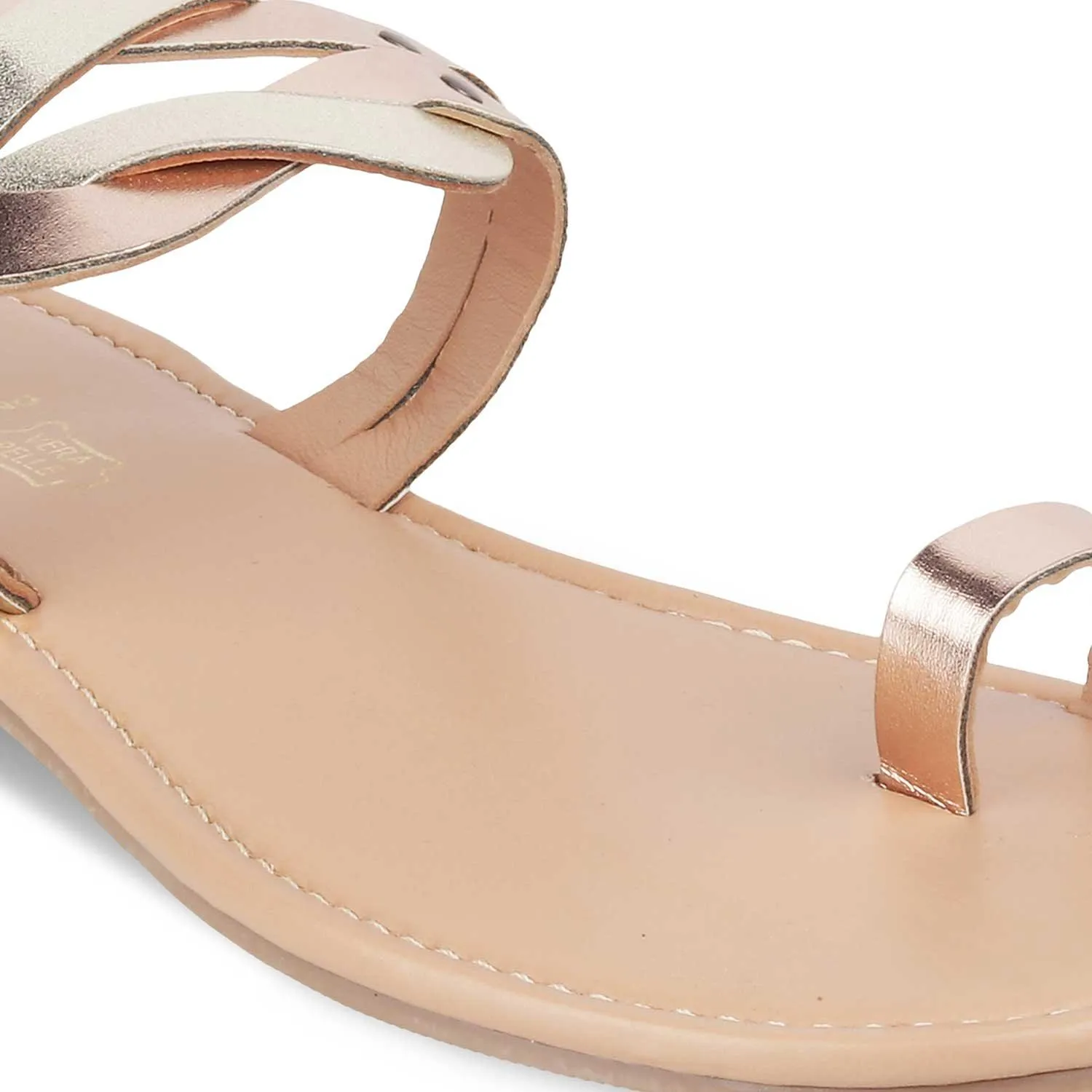 The Strappy Champagne Women's Casual Flats Tresmode