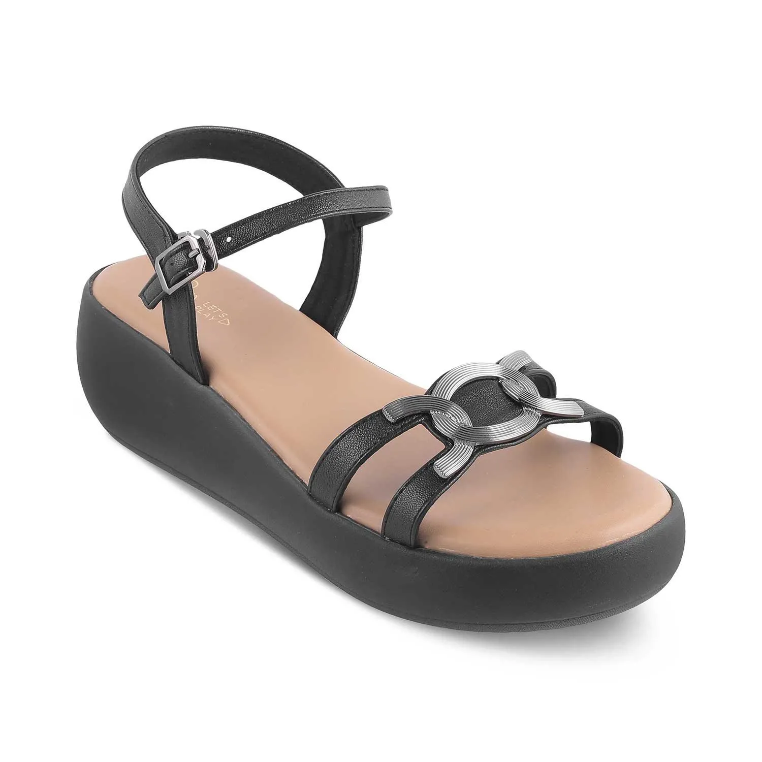 The Sud Black Women's Dress Wedge Sandals Tresmode