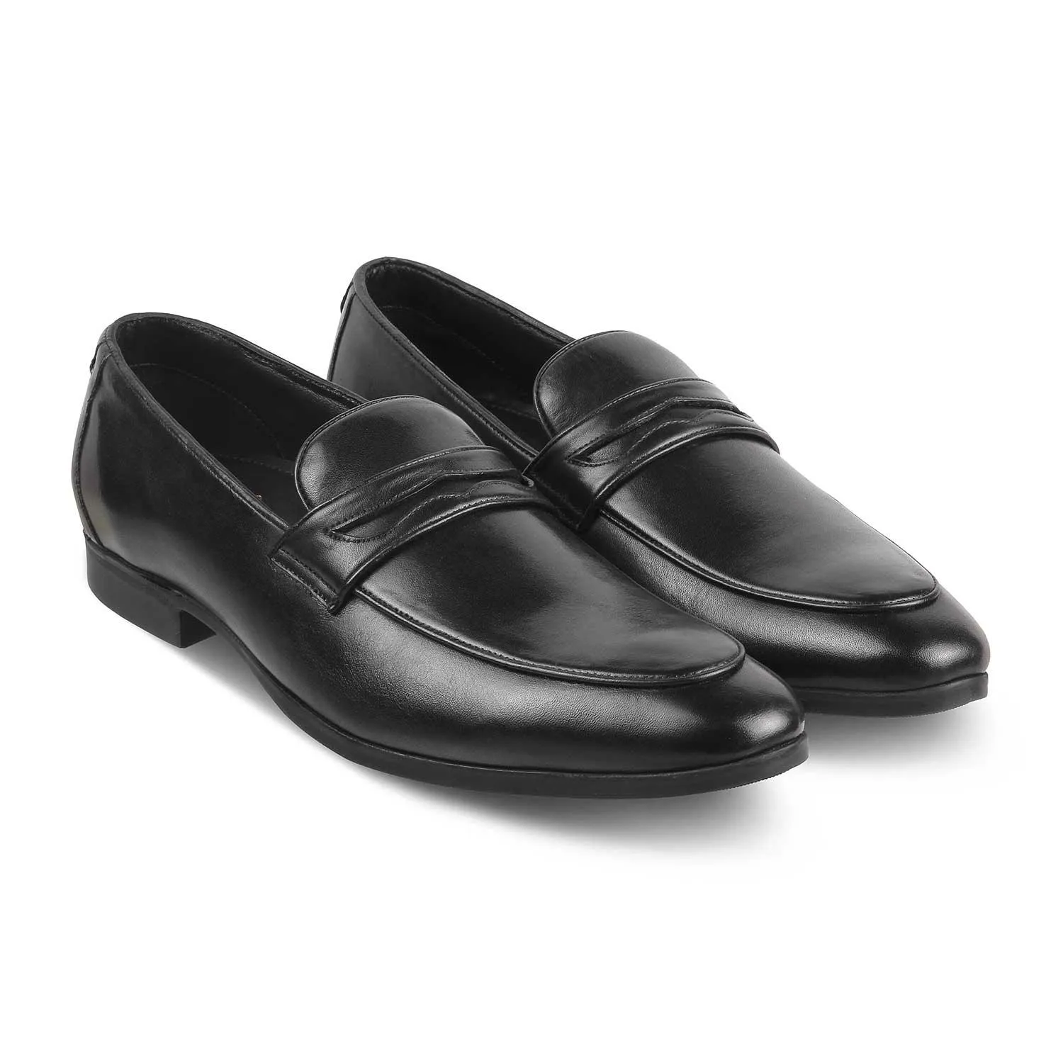 The Toslip Black Men's Leather Penny Loafers Tresmode