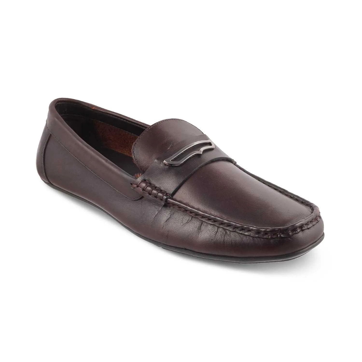 The Yodry Brown Men's Leather Driving Loafers Tresmode