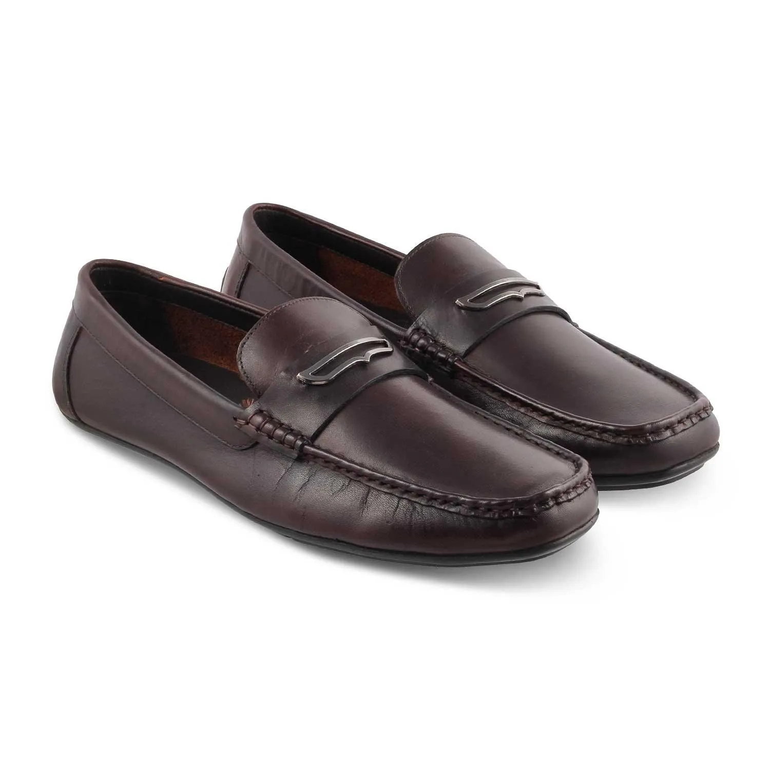 The Yodry Brown Men's Leather Driving Loafers Tresmode