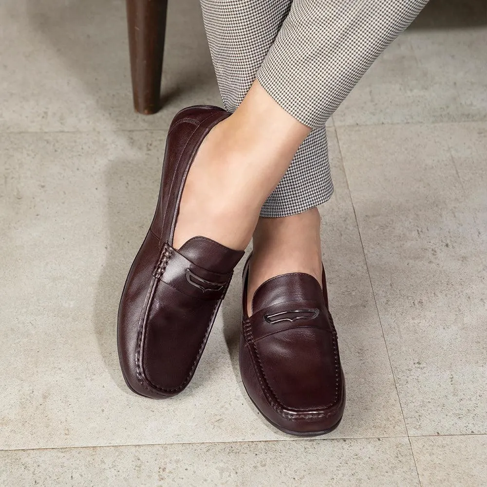 The Yodry Brown Men's Leather Driving Loafers Tresmode