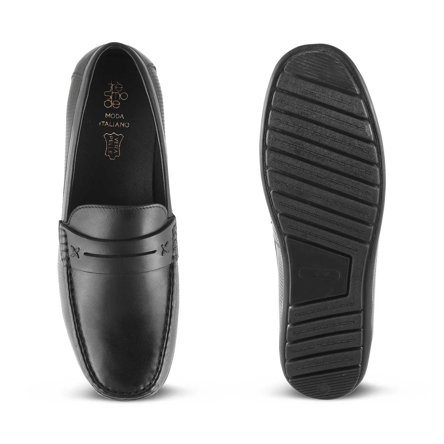 The Yolof Black Men's Leather Loafers Tresmode