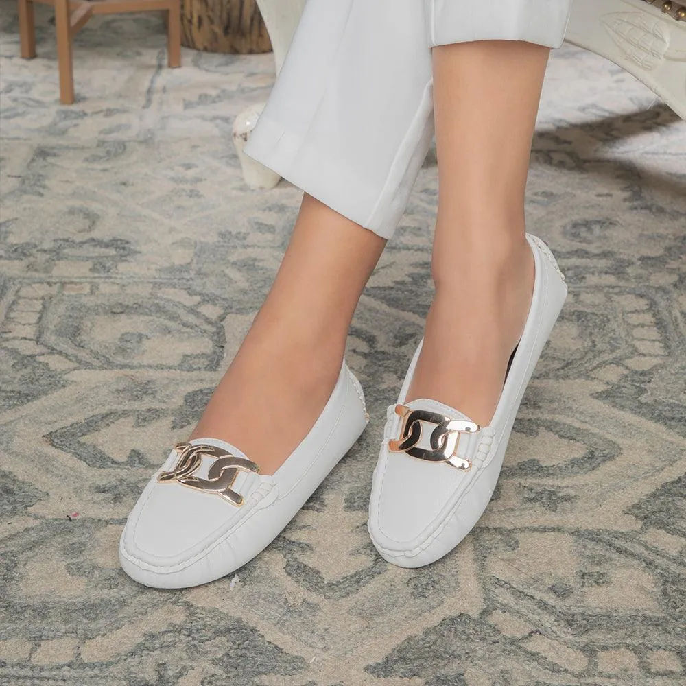 The Yon-New White Women's Dress Loafers Tresmode