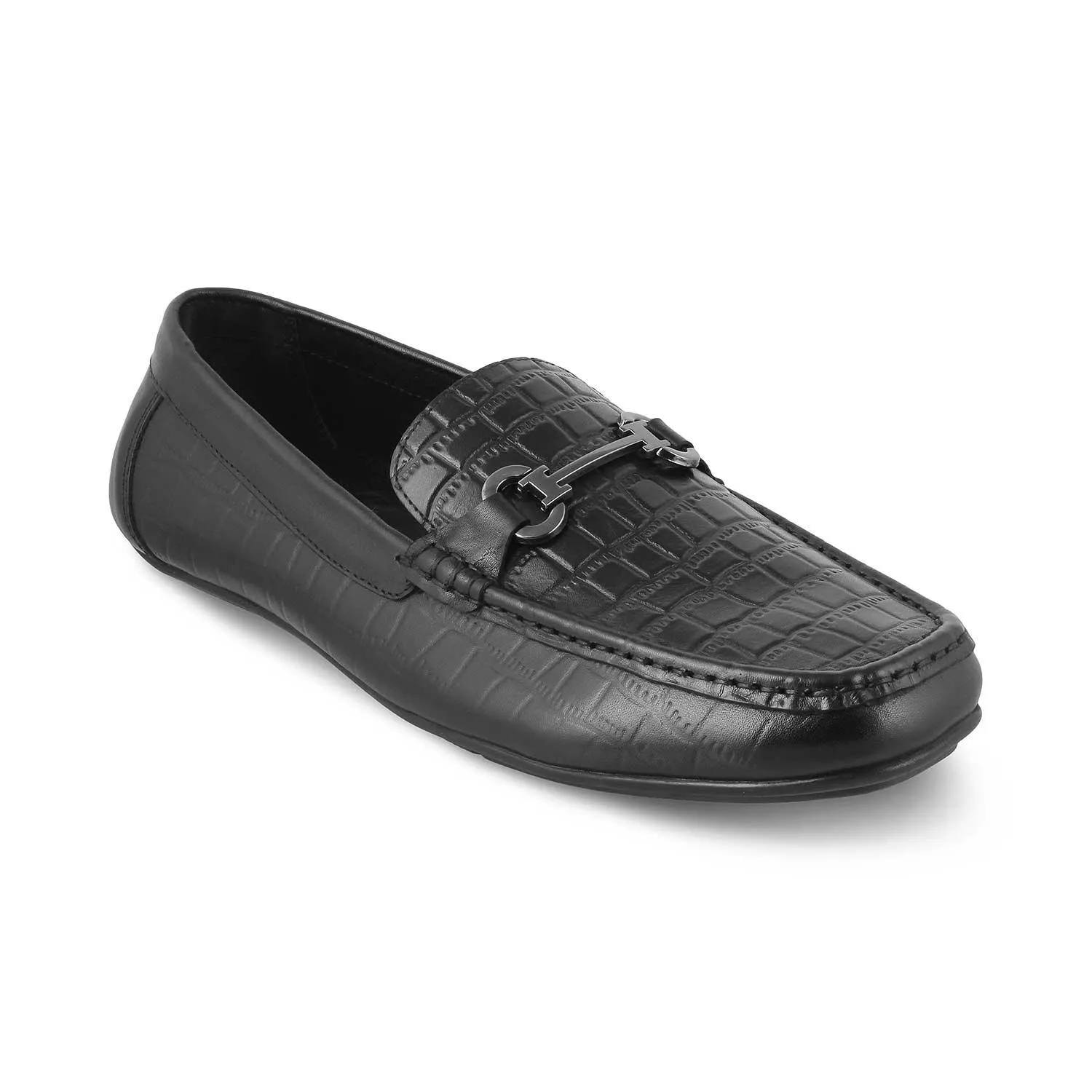 The Yoxile Black Men's Leather Driving Loafers Tresmode