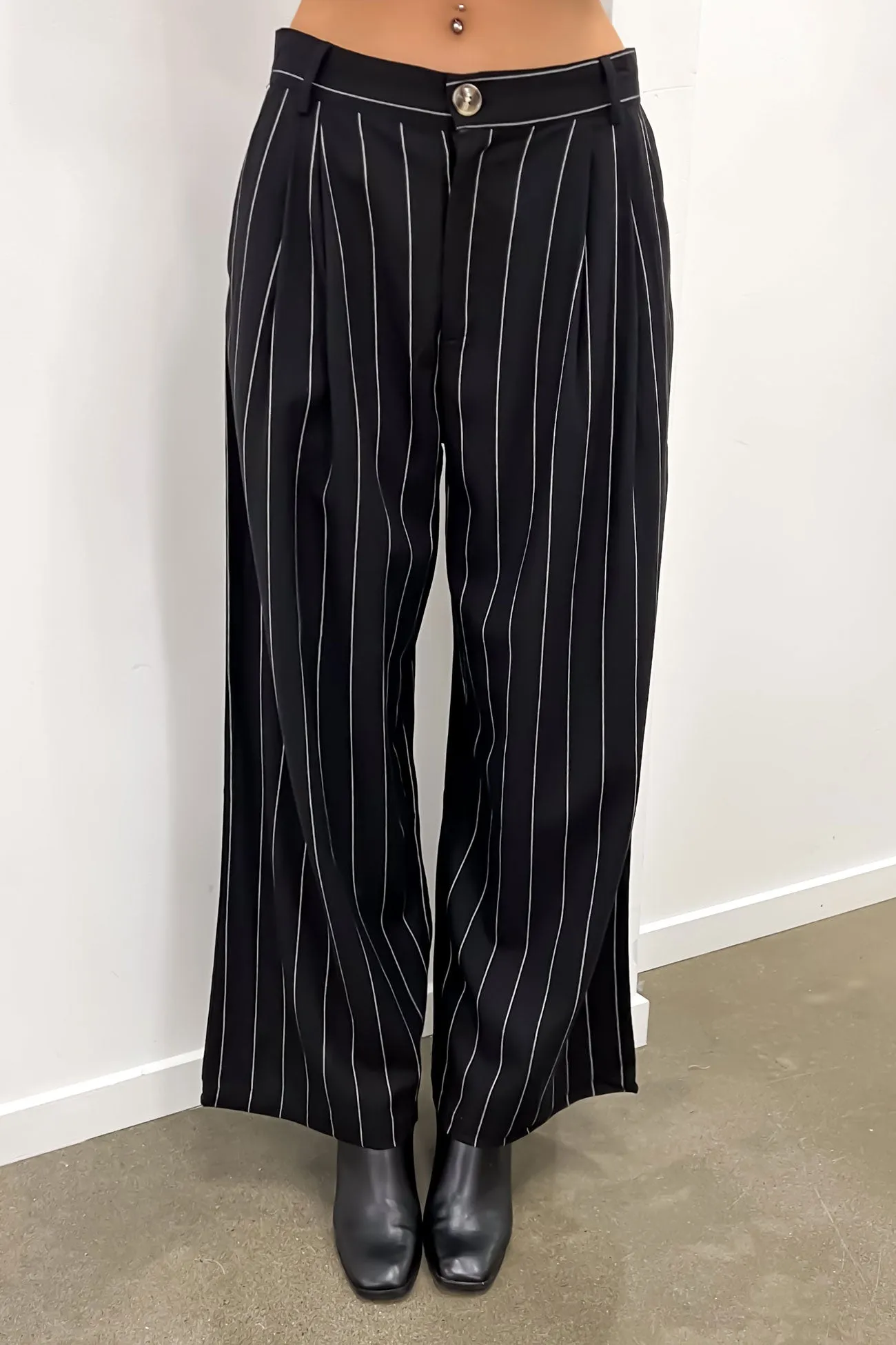 Thea Pant Black Pinstripe