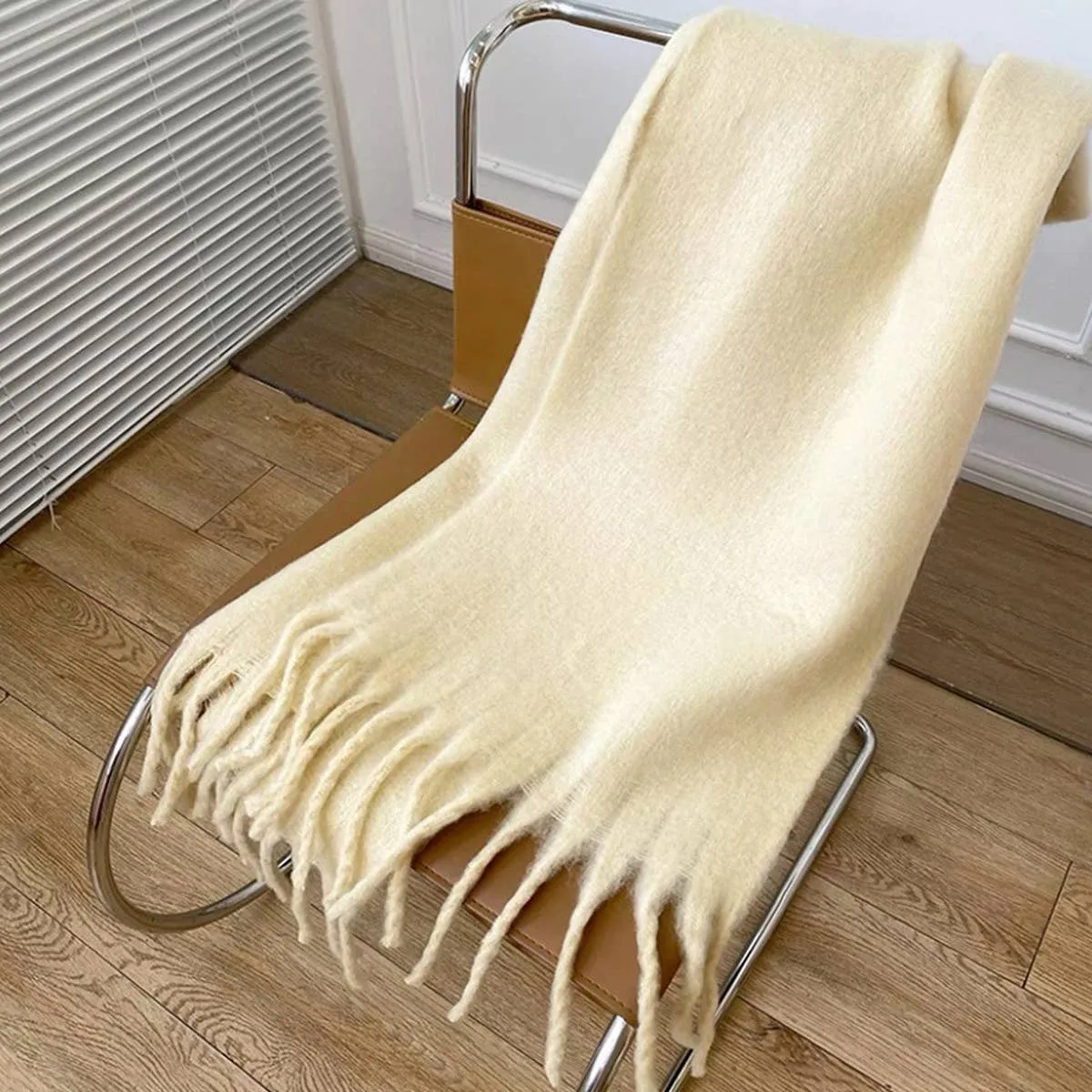 Thick Mohair Scarf - Beige