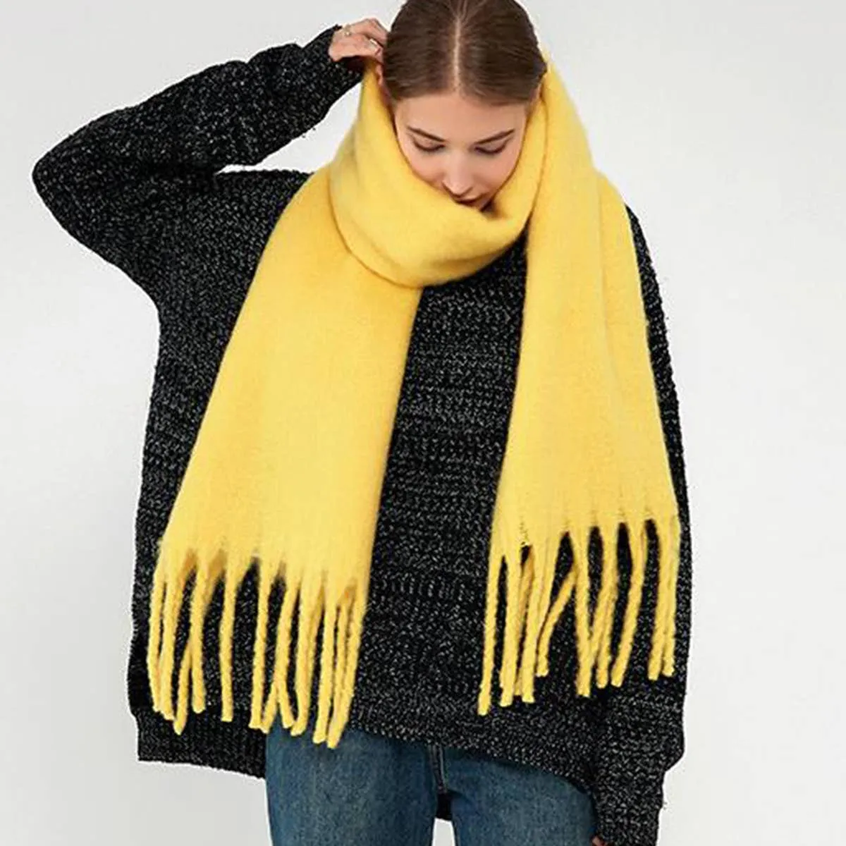 Thick Mohair Scarf - Yellow