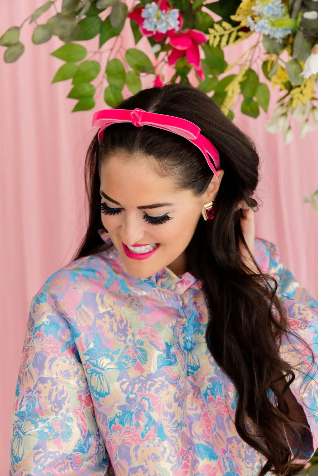 Thin Ribbon Bow Headband - Hot Pink [Brianna Cannon]