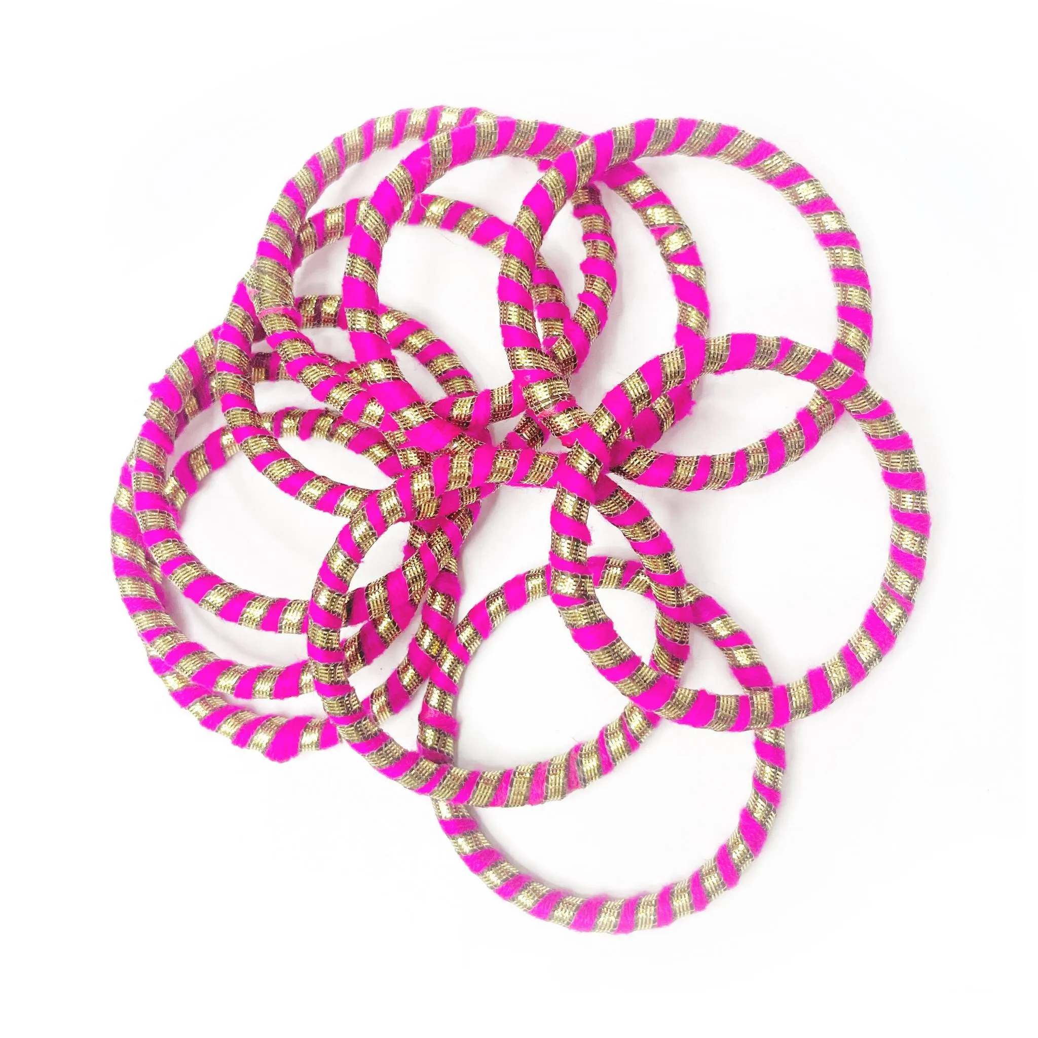 Threaded Big Round Bangle with Gota for Craft Packing Rakhi or Decoration - 11552, Large