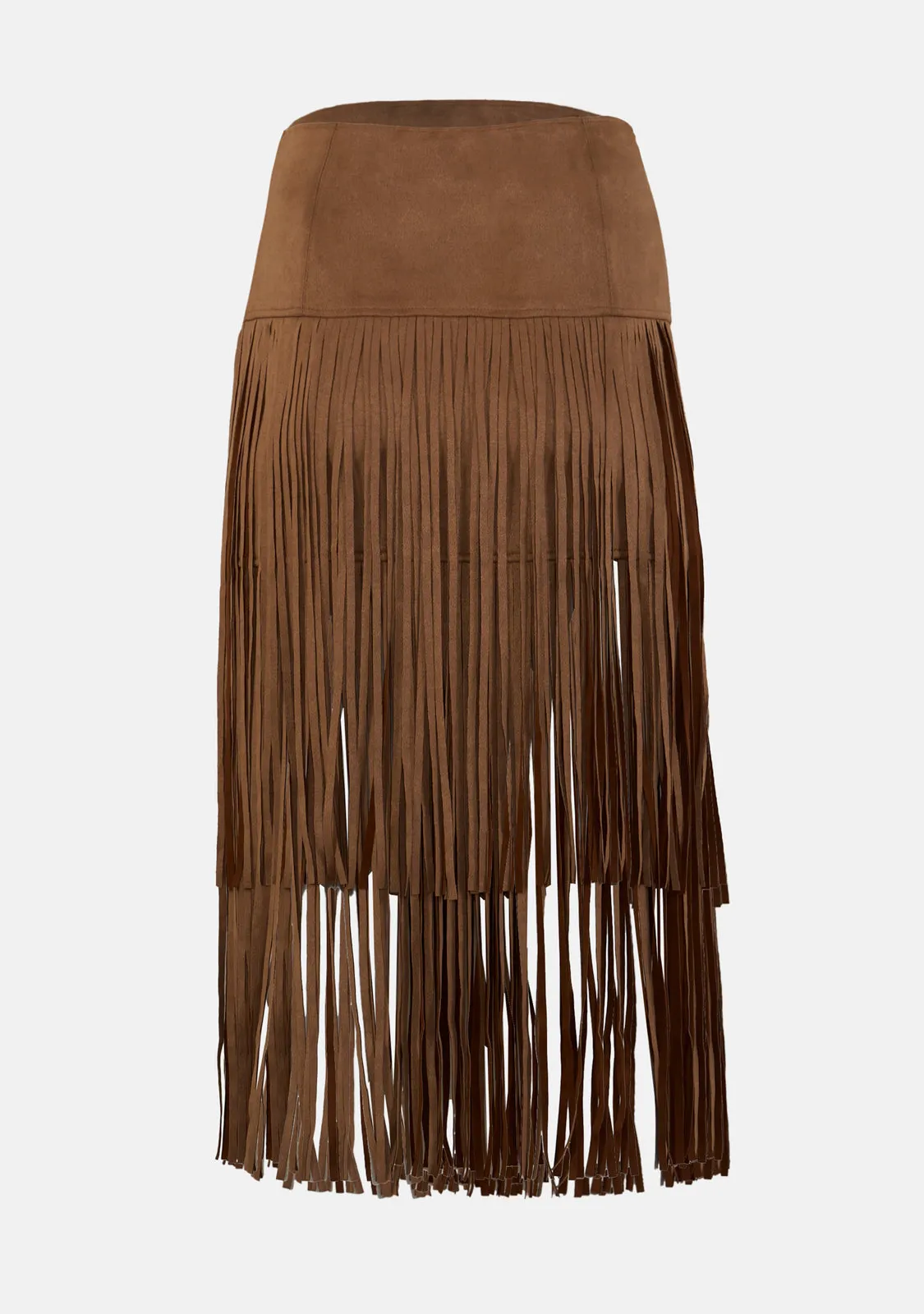 Tiered Fringe Midi Skirt