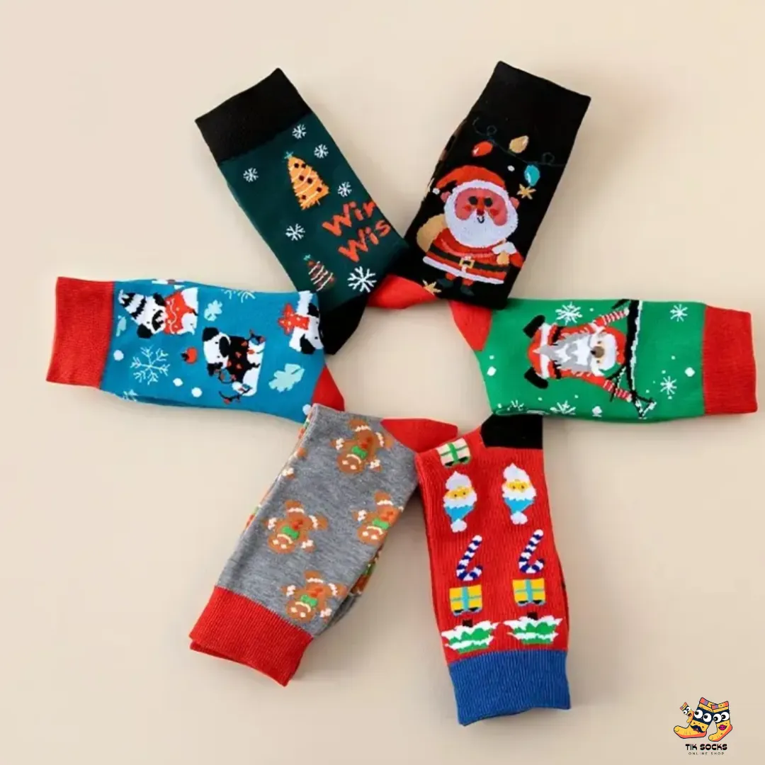 TikSocks|Christmas Socks-Santa on branch