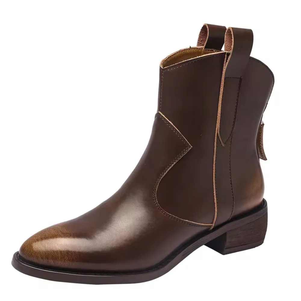 Timeless Women's Retro Genuine Leather Boots. Cowboy Boots