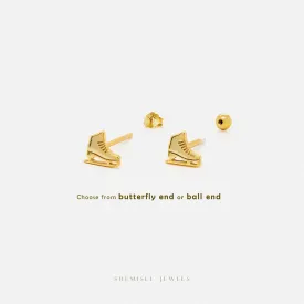 Tiny Figure Skates Stud Earrings, Unisex, Gold, Silver SHEMISLI SS693 Butterfly End, SS694 Screw Ball End (Type A) LR