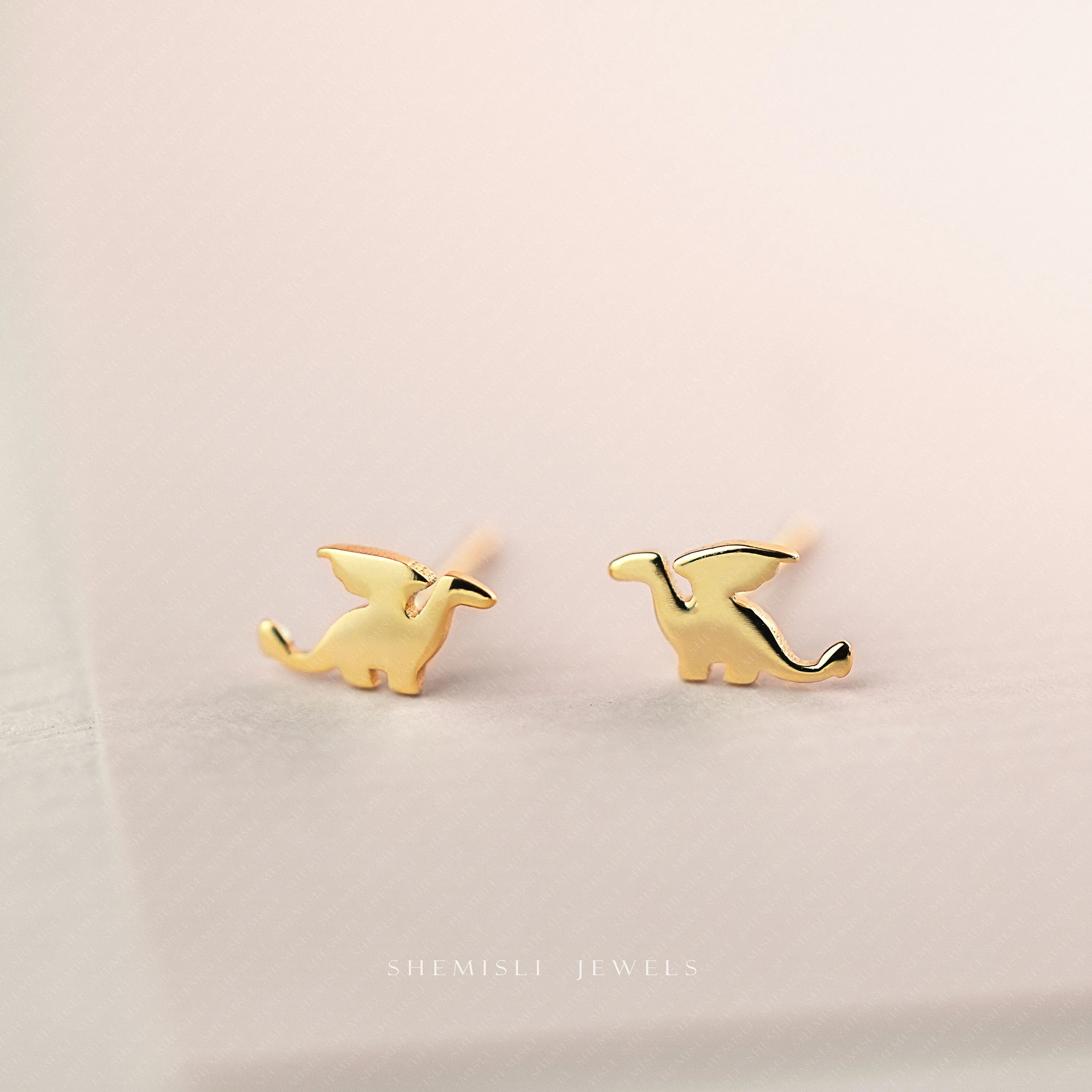 Tiny Flying Dragon Stud Earrings, Unisex, Gold, Silver SHEMISLI SS829 Butterfly End, SS830 Screw Ball End (Type A) LR