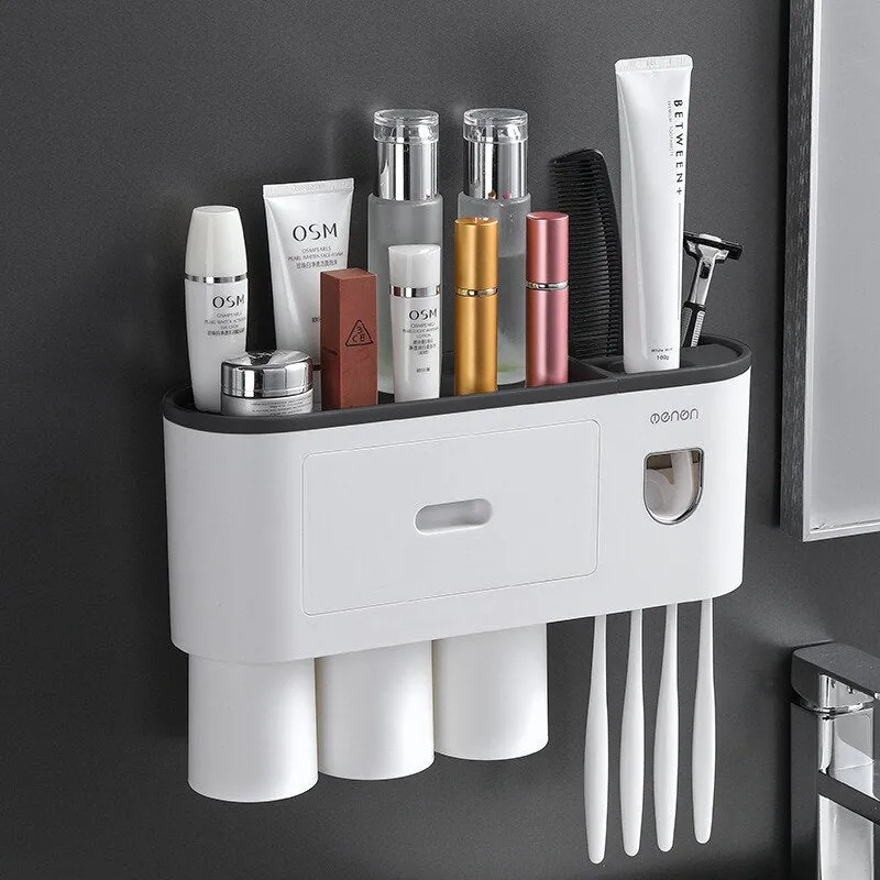 Toothbrush Holder Magnetic Cups Automatic Toothpaste Dispenser Storage