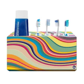 Toothbrush Holder Wall Mounted -Coloreful Waves Lines