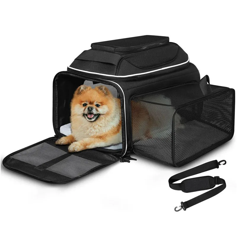 Top And Side Extendable Pet Carrier Box Airline Approved, Soft Surface Carrier Box Small Cat And Dog