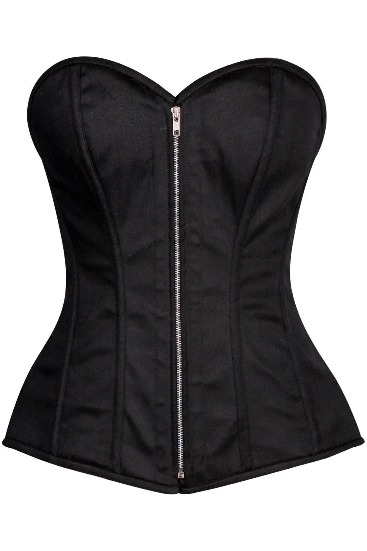 Top Drawer Black Cotton Steel Boned Corset w/Zipper