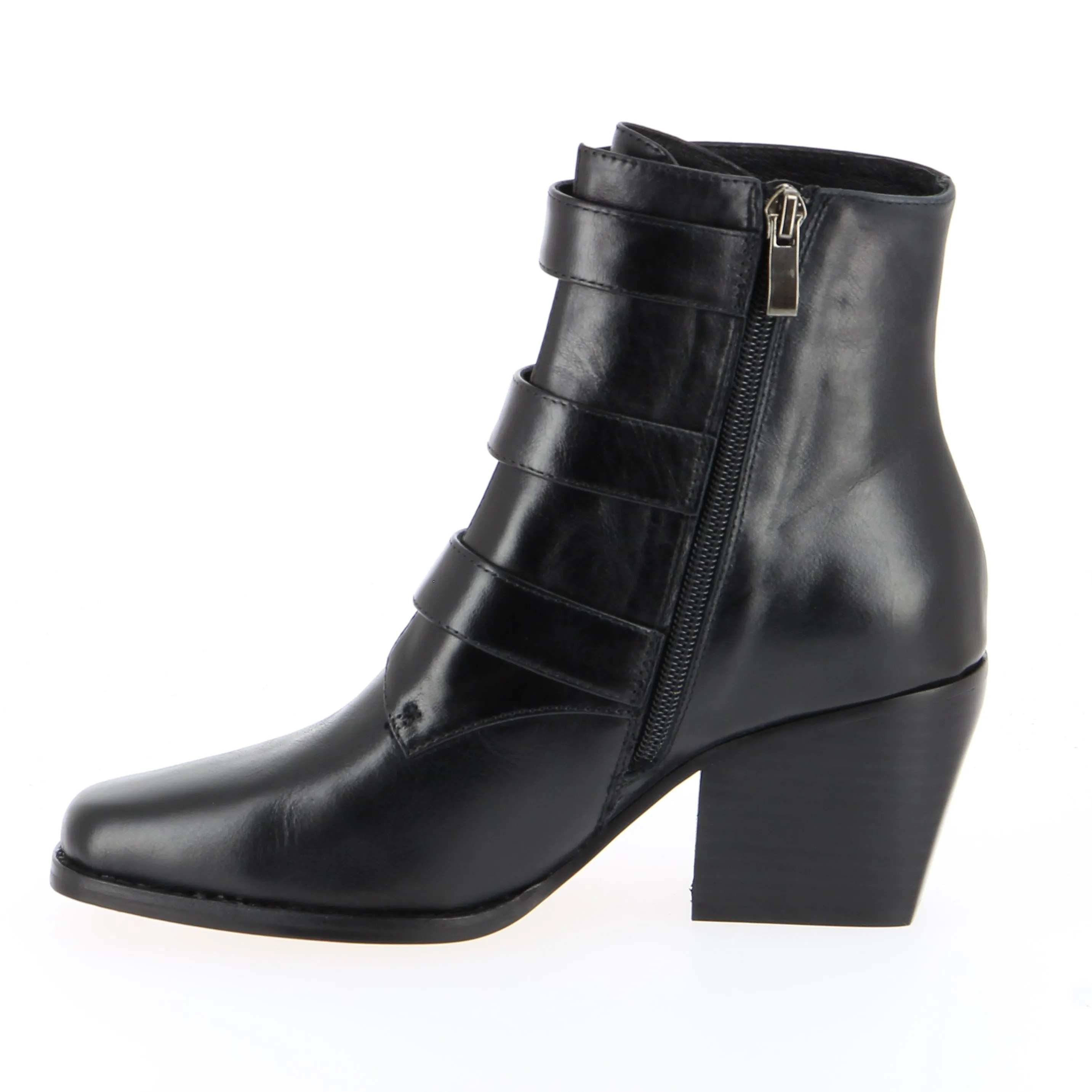 Top End Rosiey Black Buckle Ankle Boot