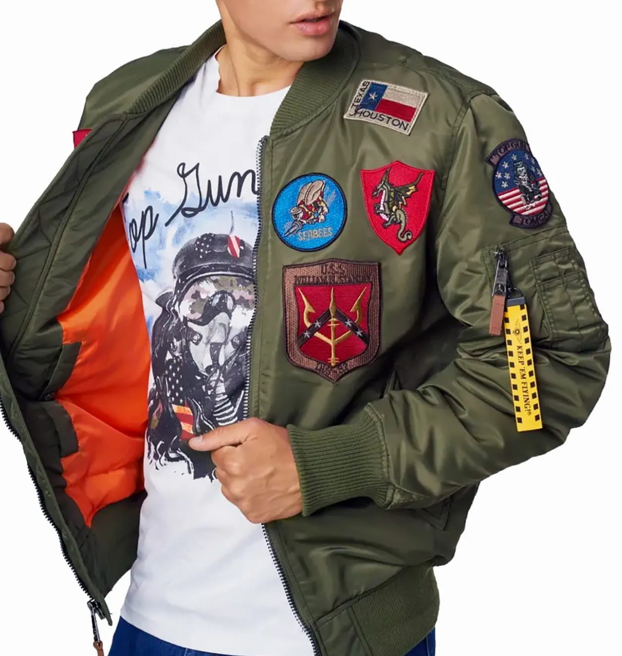 Top Gun Bomber Jacket With Patches