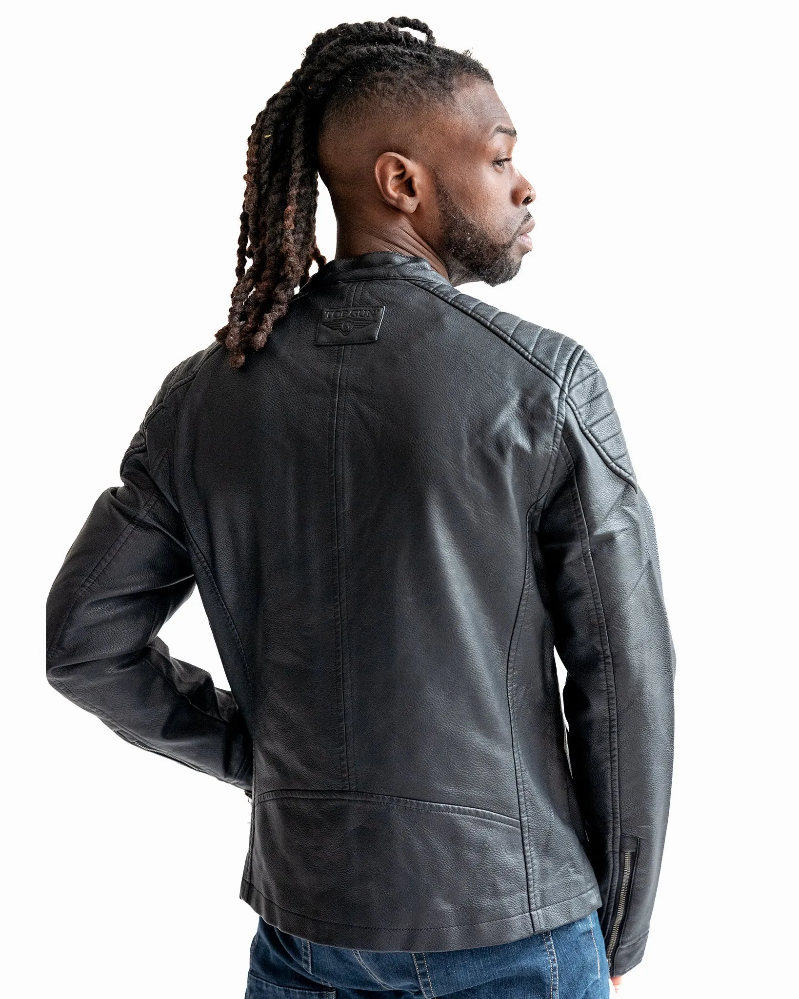 TOP GUN® VEGAN LEATHER  RACER JACKET