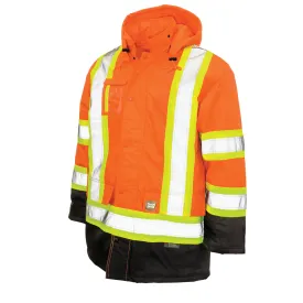 Tough Duck Men's Hi Vis Safety Work Parka S176 - CSA 300D Poly Oxford, Insulated, Reflective, Waterproof, Warm, Durable, Adjustable Hood | Sizes XS-5XL