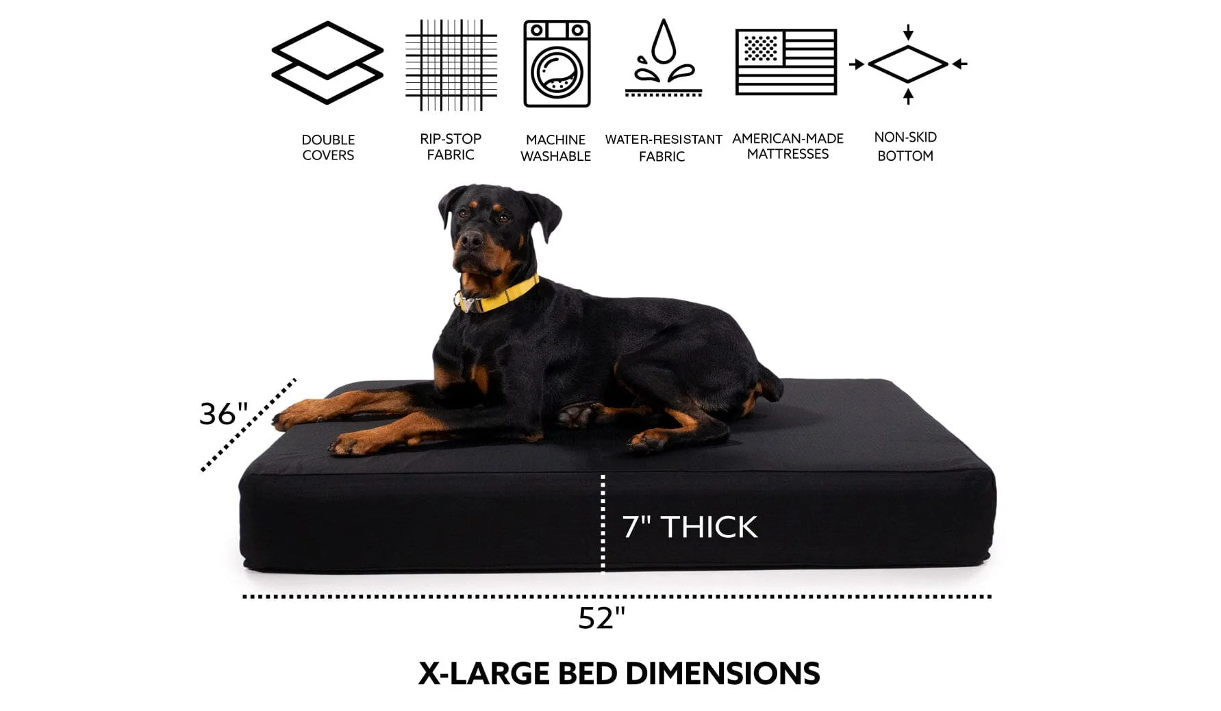 Tough Ripstop™ Giant 7" Rectangle Orthopedic Dog Bed