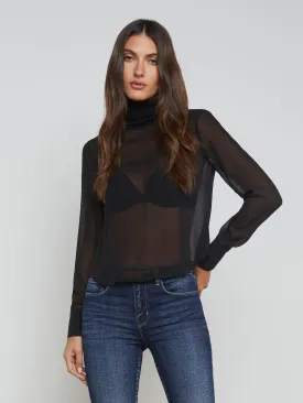 Toulon Silk Chiffon Turtleneck