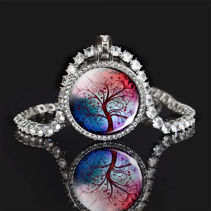 Tree of Life Necklace Fashion France Zircon Crystal Chain Necklace for Women Men