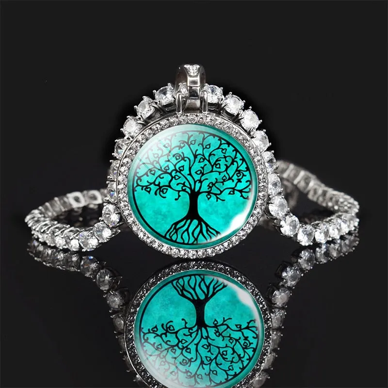 Tree of Life Necklace Fashion France Zircon Crystal Chain Necklace for Women Men