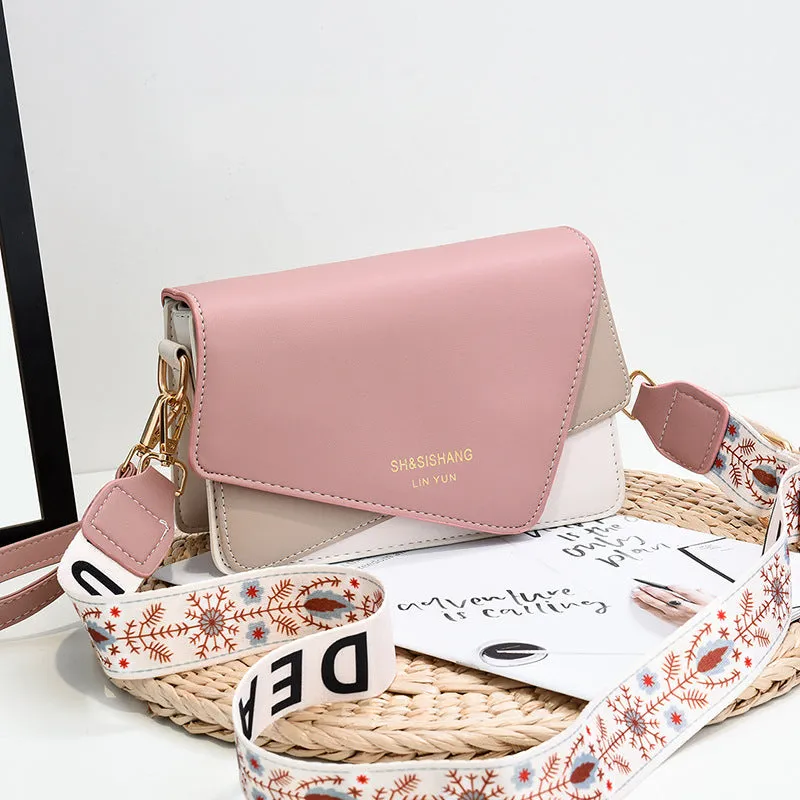 Trendy fashion trend, contrasting color women's multi-color single shoulder crossbody