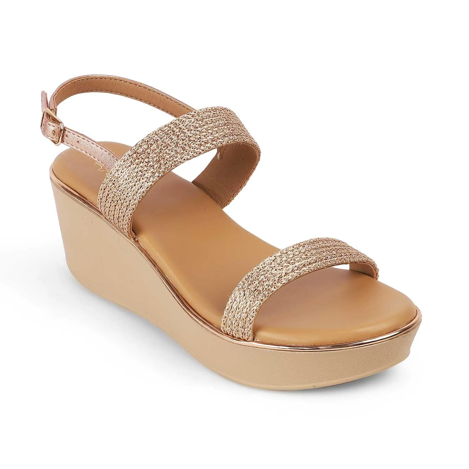 Tresmode Adola Champagne Women's Dress Wedge Sandals