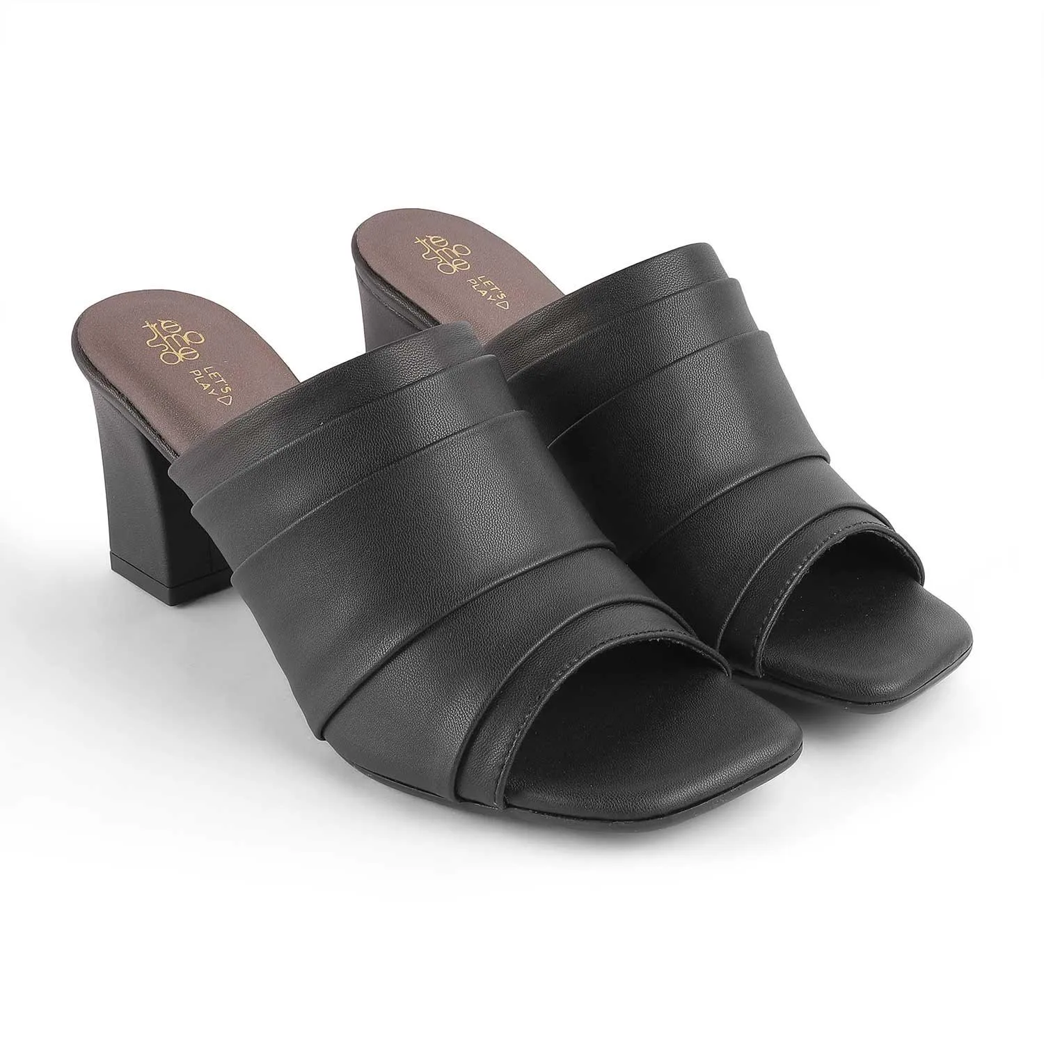 Tresmode Coco Black Women's Dress Block Heel Sandals