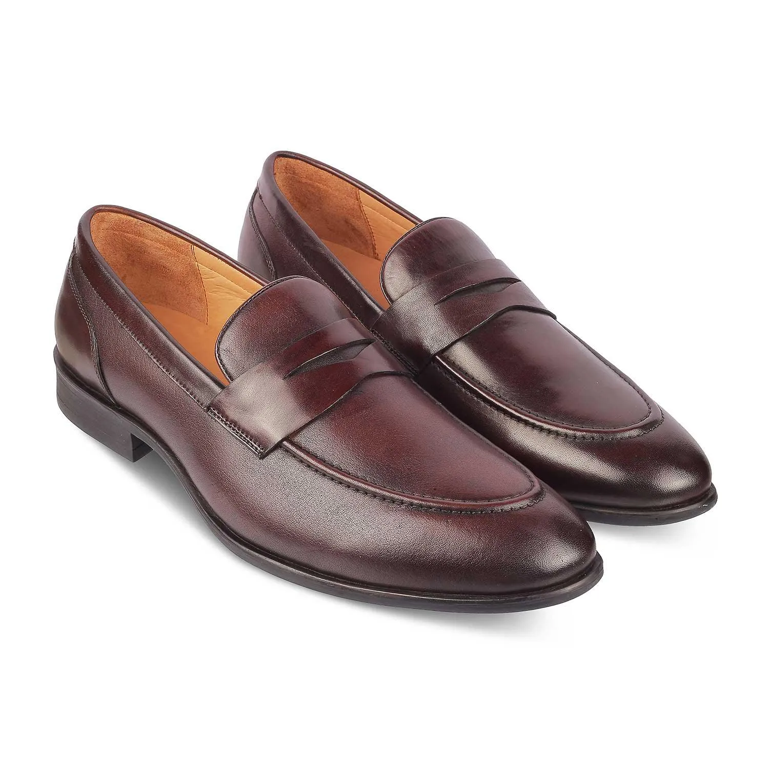 Tresmode Dawson Brown Men's Leather Penny Loafers