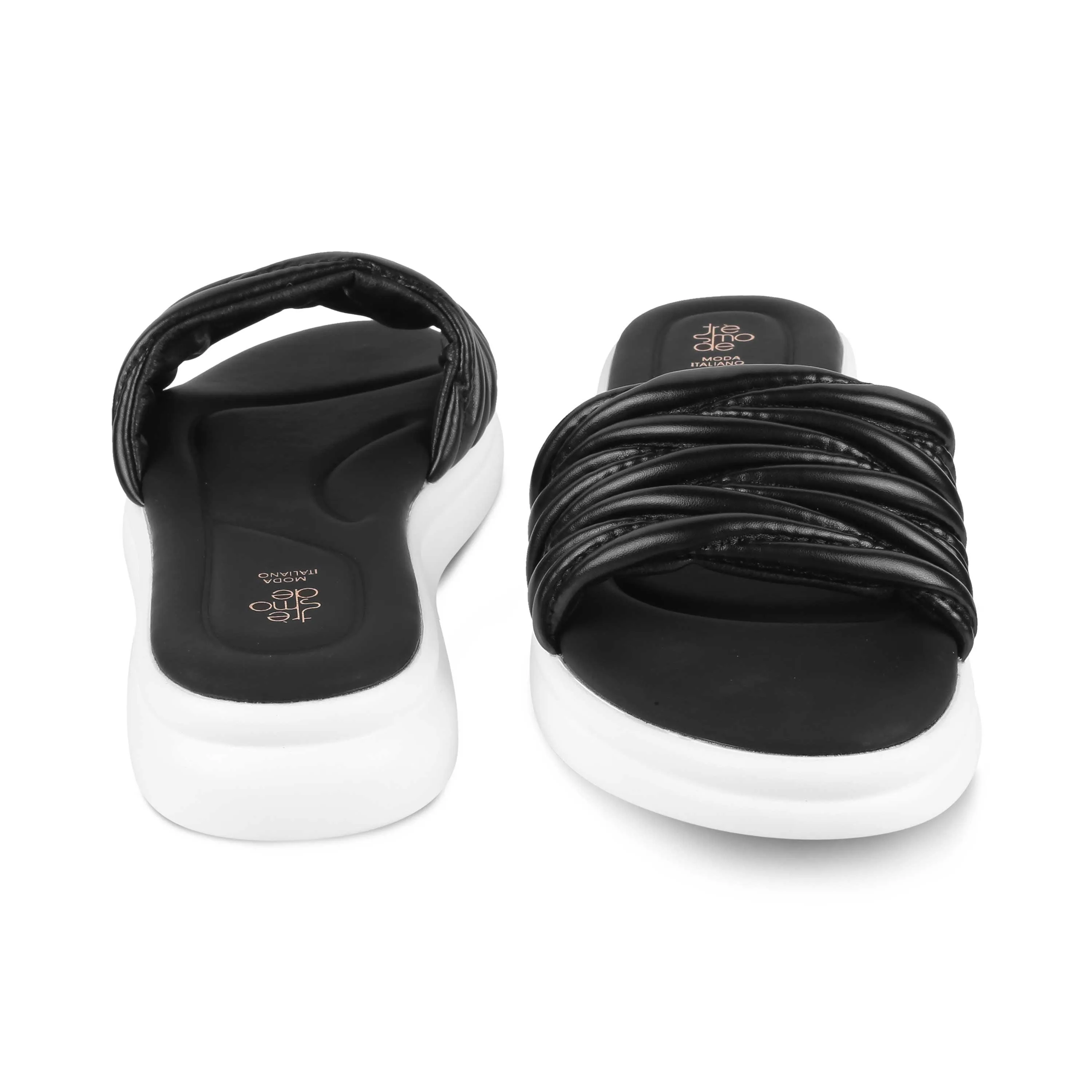 Tresmode Flatform Black Women's Casual Platform Flats