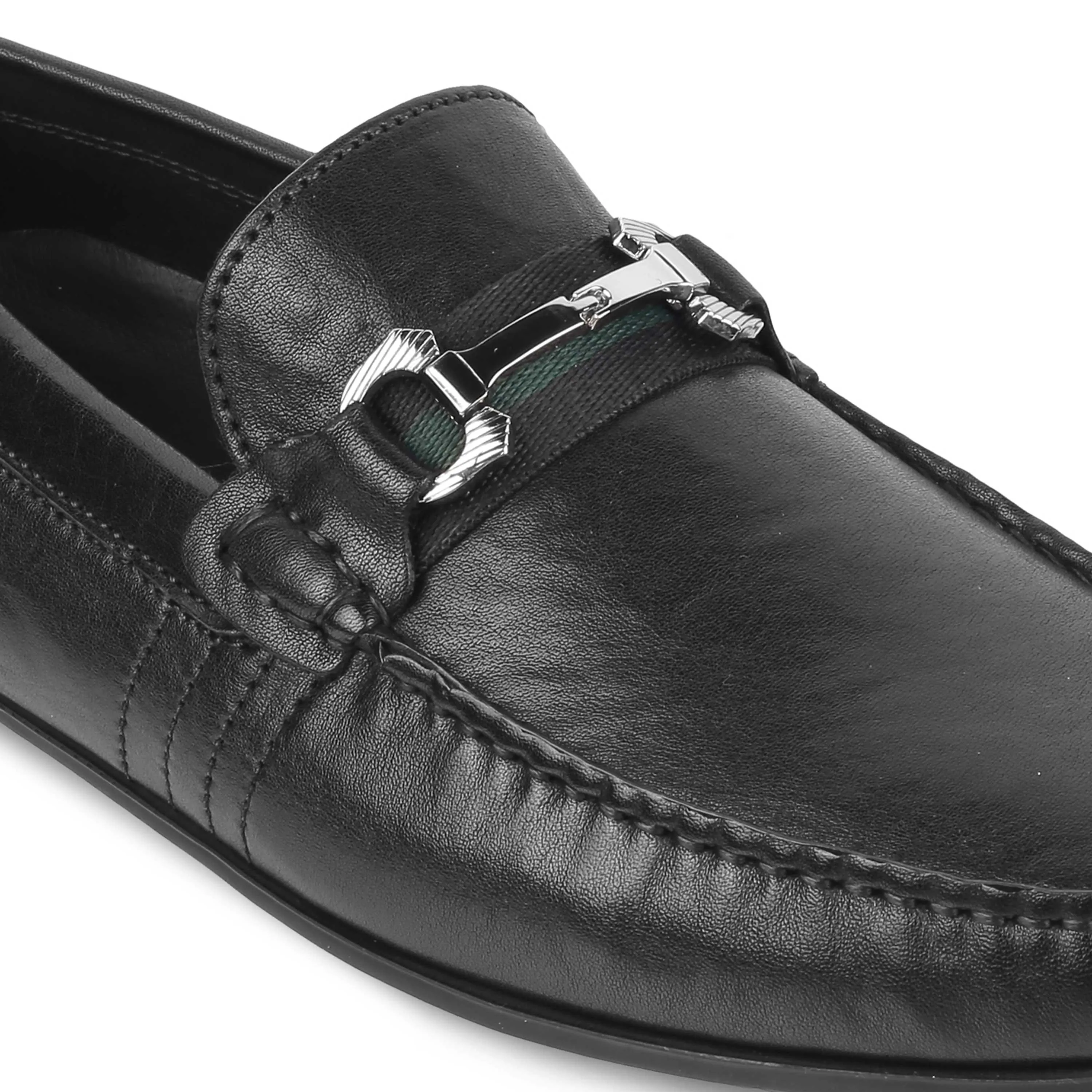 Tresmode Leavre Black Men's Leather Driving Loafers