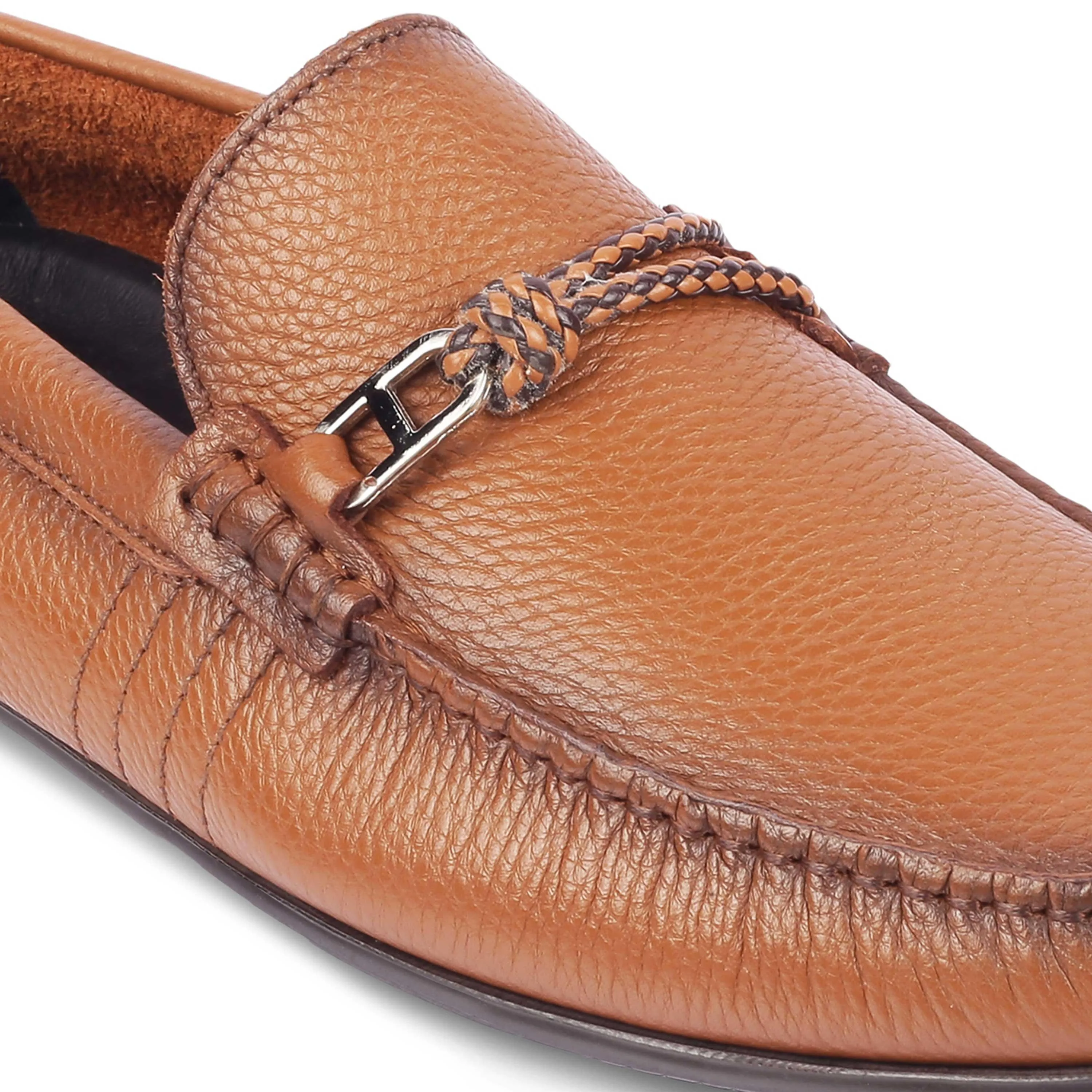 Tresmode Monoc Tan Men's Leather Driving Loafers