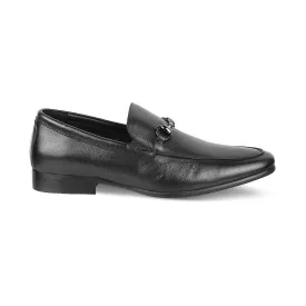 Tresmode Neslip Black Men's Leather Horse-bit Loafers