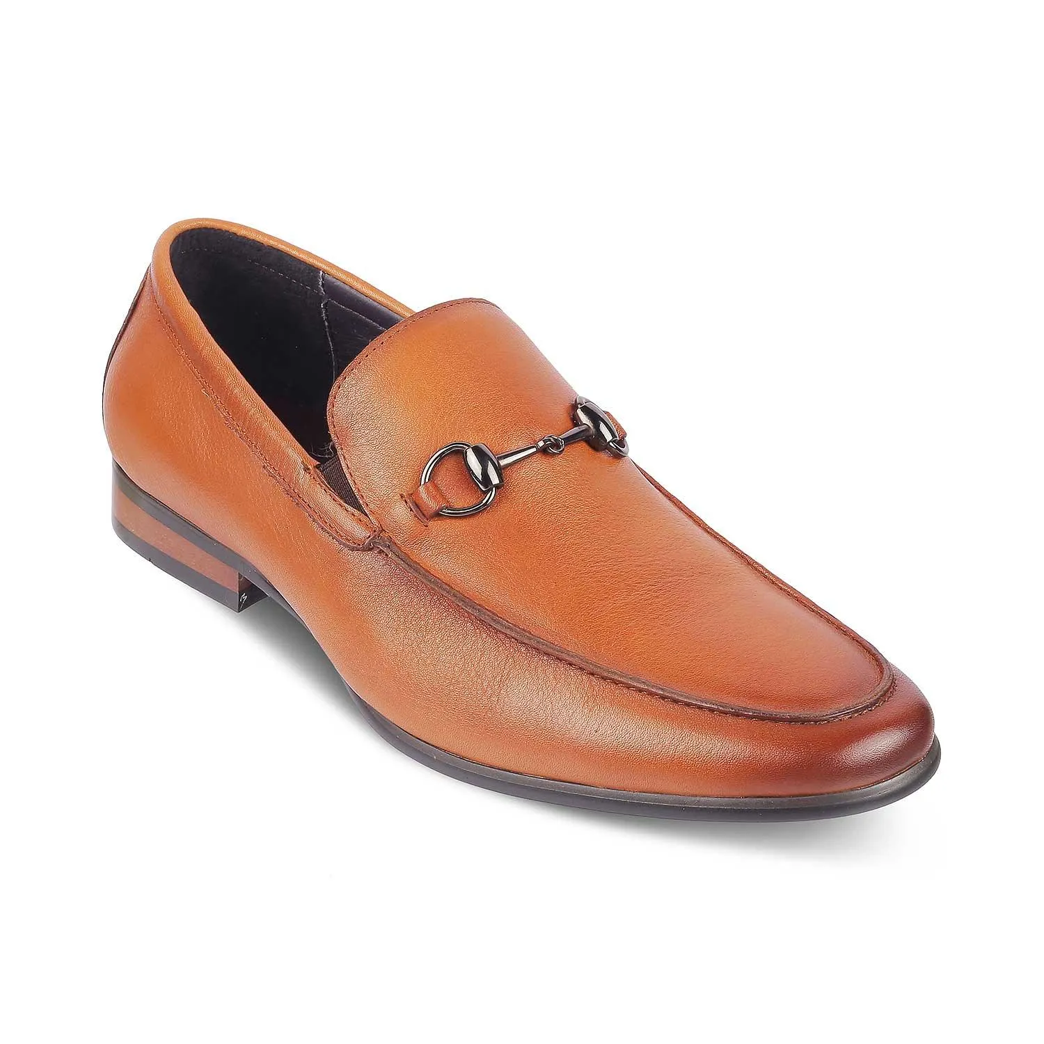 Tresmode Neslip Brown Men's Leather Horse-bit Loafers