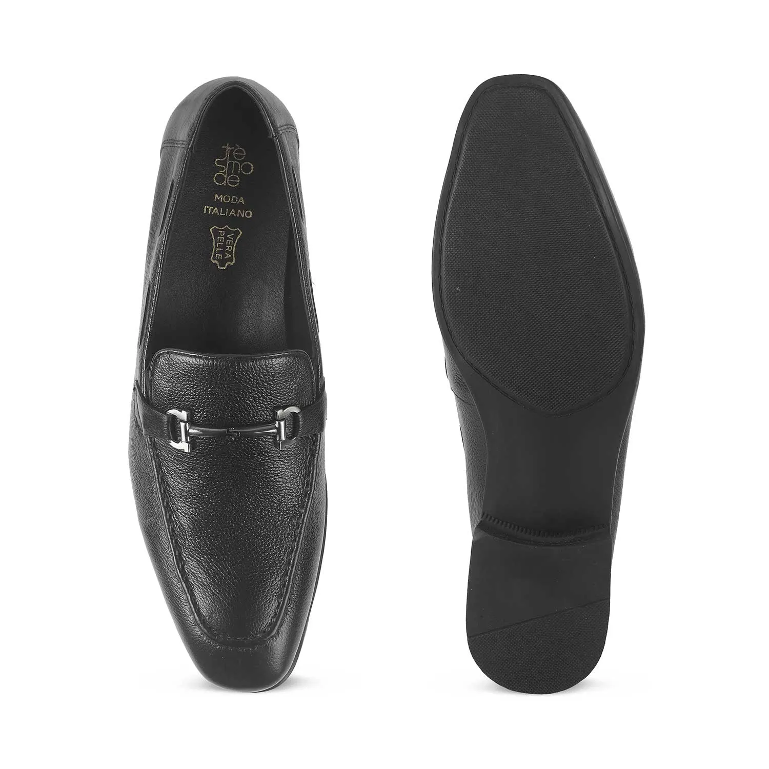 Tresmode Obaa Black Men's Leather Loafers