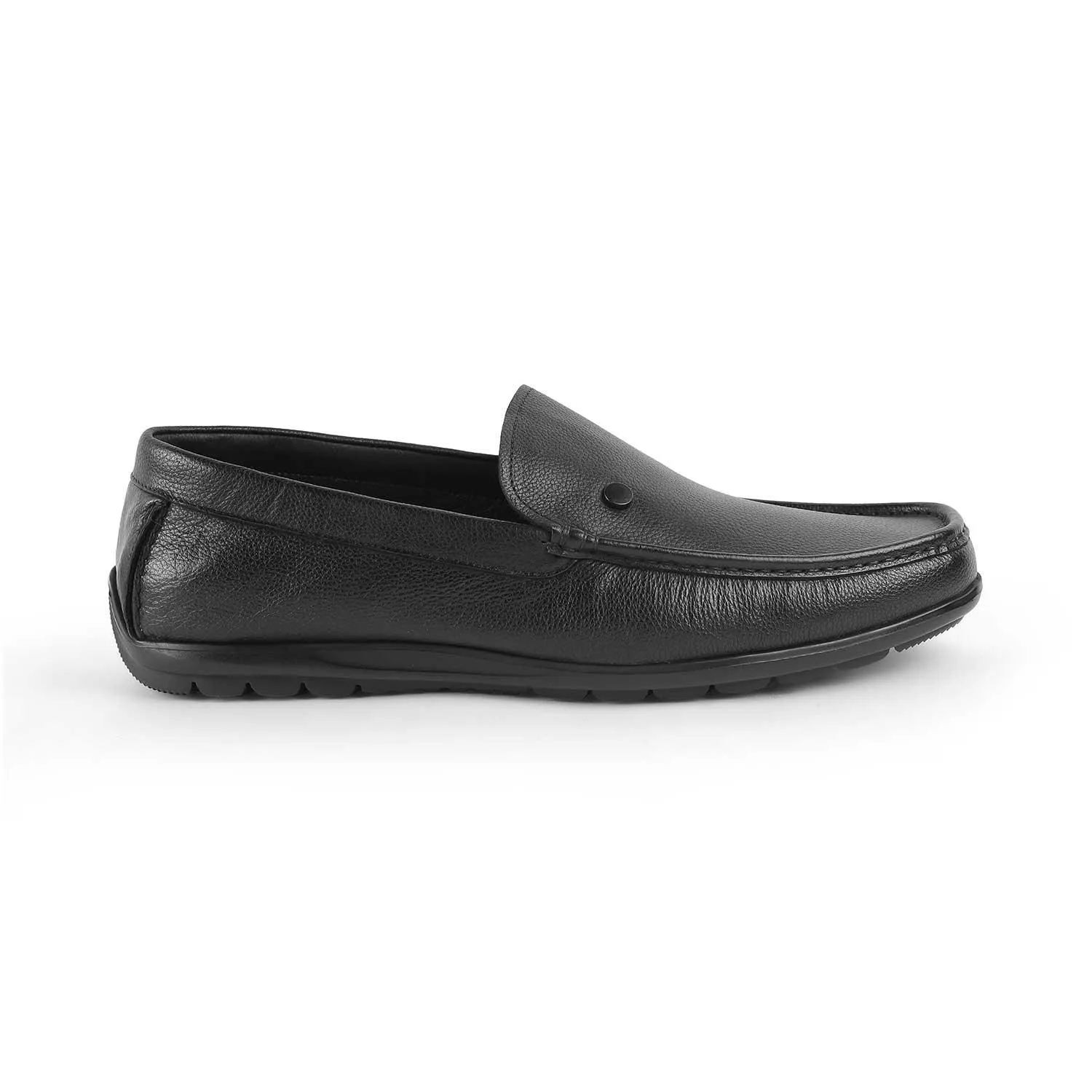 Tresmode Trev Black Men's Leather Driving Loafers