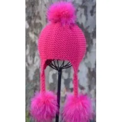 Triple Pom Braid Knit Hat